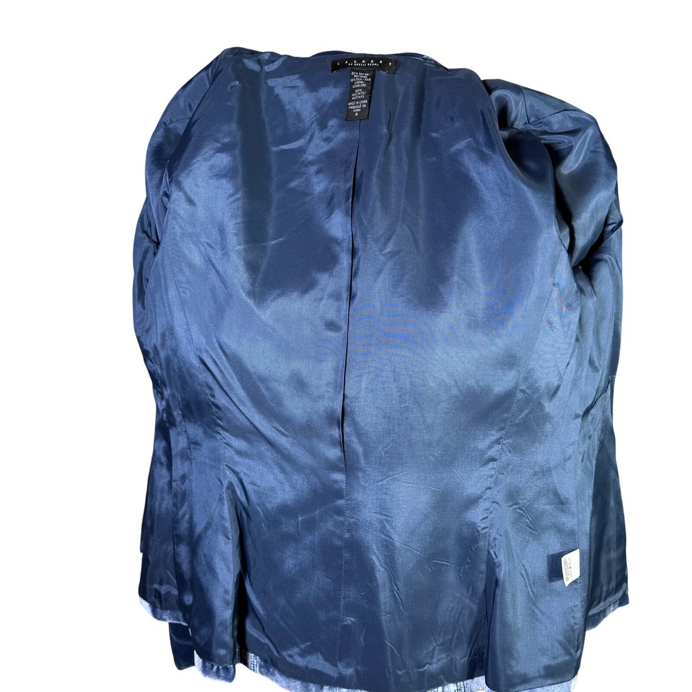 Laundry by Shelli Segal Blue Silk Blend Velvet Blazer Jacket Size 8 J5619 - Picture 10 of 11